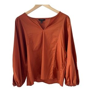 Banana Republic Long Sleeve Blouse Medium Embroidered V-Neck Cotton